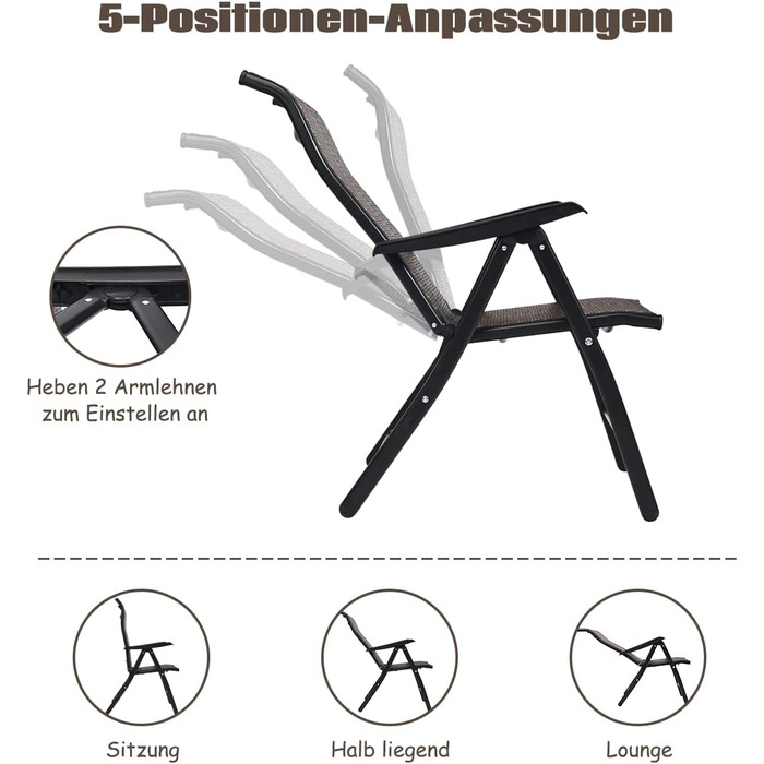 Садове крісло COSTWAY з поліротанга, розкладне крісло з регульованою спинкою в 5 напрямках, балконне крісло з високою спинкою, стійке до погодних умов розкладне крісло для патіо для саду, балкона, патіо ука