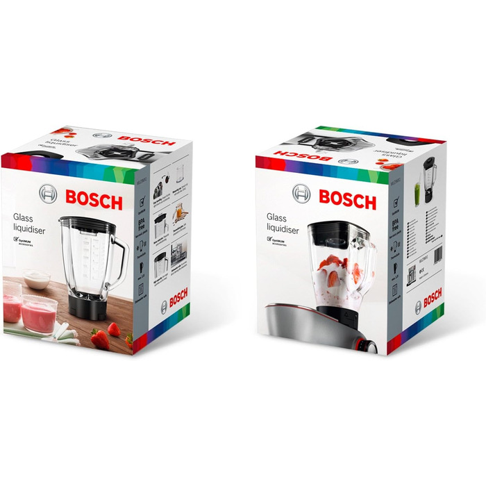 Насадка для міксера Bosch MUZ9MX1, скло ThermoSafe, 2,3 л, ідеально підходить для колотого льоду та коктейлів, можна мити в посудомийній машині, підходить для OptiMUM