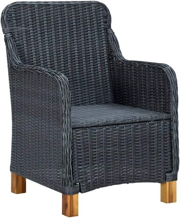 Садові стільці з подушками 2 шт. Poly Rattan Dark Grey