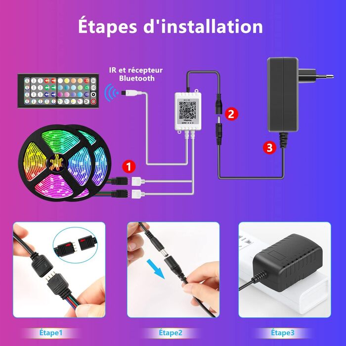 Світлодіодна стрічка Mexllex 20M (2 рулони), Bluetooth RGB світлодіодна стрічка з керуванням додатком, Світлодіодна стрічка самоклеюча синхронізація з музикою, Гнучкі світлодіодні струнні світильники для різдвяних прикрас, кухня, вечірка