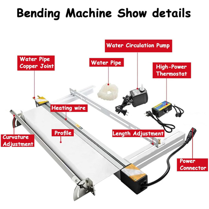 Нагрівальний згинальний верстат з акрилового пластику ПВХ згинальний верстат з нагріванням гарячого згину теплового згину регульований світловий ящик стик згинальний верстат акриловий гарячий з водяним охолодженням водяного насоса, 125см