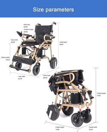 Електричне інвалідне крісло, легке розбірне крісло колісне, розбірне електричне крісло колісне, пульт дистанційного керування, 300 Вт, мідний сердечник, подвійний двигун, повністю автоматичний