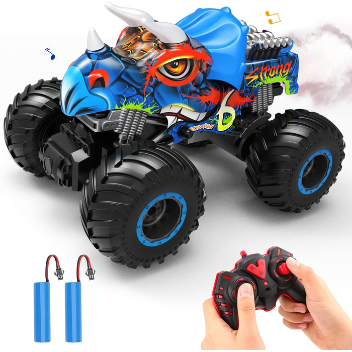 Динозавр з дистанційним керуванням MonsterTruck Offroad - Rc Dino Triceratops Monster Truck Car подарунок на день народження для хлопчиків і дівчаток, подарункова іграшка для дітей віком від 4-10 років і старше