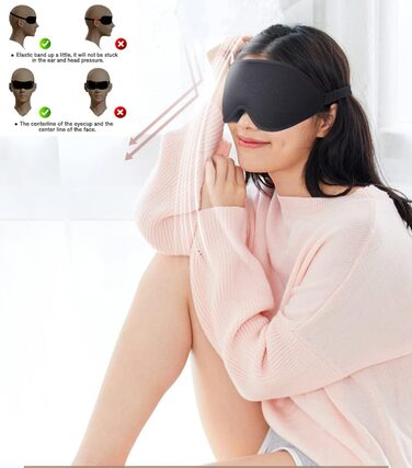 Маска для сну для чоловіків і жінок, Eysilk 2022 New Upgrade 3D Deep Sleep Mask Comfortable, маска для очей для тих, хто спить на боці, дихаюча 100 світлоблокуюча маска для сну для подорожей, йога (чорна)