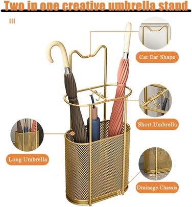 Підставка для парасольки XZFJFID, місце для зберігання парасольок у формі котячого вуха, тримач для парасольки для використання в приміщенні, з піддоном для крапель внизу, кошик для парасольки для універсального зберігання іграшок для входу One Color B