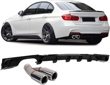 Задній дифузор Gloss Вихлопна труба Double Tube Chrome підходить для BMW F30 F31 316 318 320