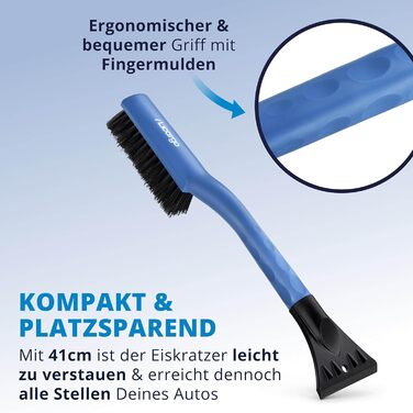 Автомобіль-скребок для льоду LICARGO з мітлою Зроблено в ЄС Великий край і ніжна щетина - 41 см Автомобільний скребок для льоду Довгий - Стійкий скребок для лобового скла Автомобільна снігова мітла Автомобільна фарба - Скребок для льоду з мітлою Автомобіл