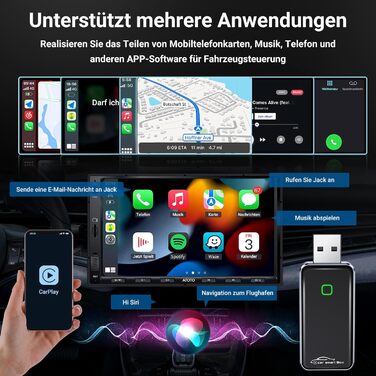 Бездротовий адаптер NVKHG Carplay 2-в-1 для Apple CarPlay/Android Auto з адаптером Type-C, перетворює дротове на бездротове, підключи та працюй, з'єднання Bluetooth/WIFI на мобільний телефон