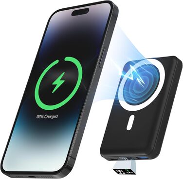 Powerbank 10000mAh, магнітний з кабелем Type-C, LED Display, PD 22.5W швидка зарядка