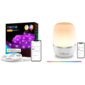 Стрічка Meross Wi-Fi RGBW працює з Apple HomeKit, розумною світлодіодною стрічкою 5 м і світлодіодною лампою RGBCW WLAN працює з Apple HomeKit, комплектом настільної лампи RGBCW з регулюванням яскравості та приліжковою лампою