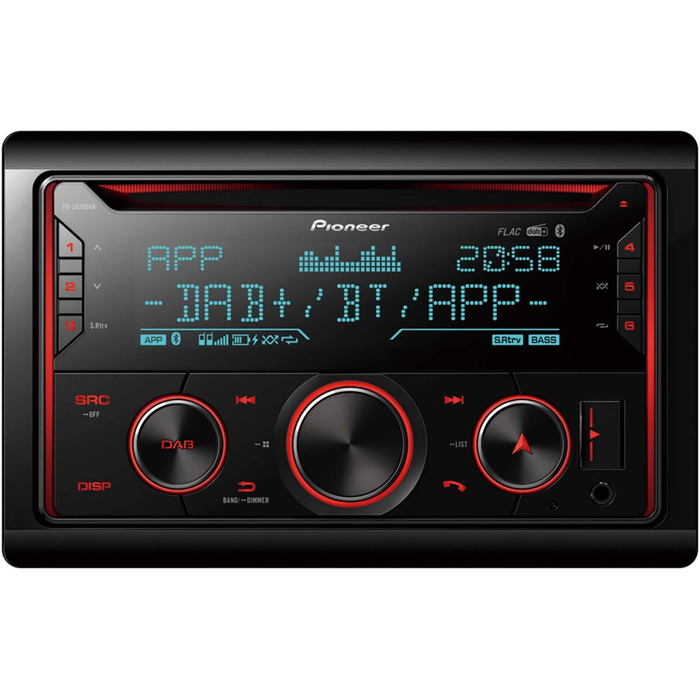 Автомобільна радіостанція Pioneer FH-S820DAB з подвійним DIN DAB тюнером, гучний зв'язок Bluetooth, AppRadio Single