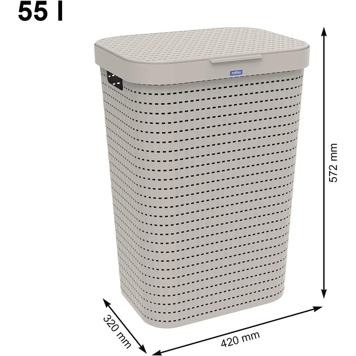 Кошик Rotho Country 55 л 42,0 x 32,2 x 57,7 см з кришкою з пластику PP без бісфенолу А колір капучино