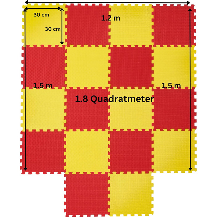 Килимки-пазли для немовлят і дітей - ігровий килимок-пазл baby -25 Eva TLG (30x30x1см) ігровий килимок захисні килимки - килимки для йоги для тренажерного залу килимки для вправ (18 шт. , жовто-червоний)
