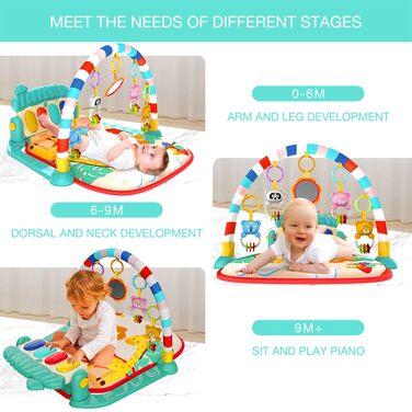 Ігровий килимок Eners Baby Gym Килимок для музичної активності Піаніно Baby Play Gym Час животика М'який килимок для малюків новонароджених малюків (синій)