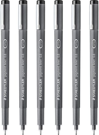 Пігментний лайнер Fineliner Pen - 0,8 мм наконечник - чорне чорнило - 6 шт., 308 08-9