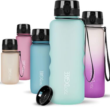 Пляшка для води 720DGREE 1л Sport 'uberBottle softTouch Sieb - Без BPA - Пляшка для води для універу, роботи, фітнесу, велосипеда, активного відпочинку, роботи - спортивна пляшка з тритану - легка, ударостійка, багаторазова (1500 мл, 10 пляшок - зелена Со