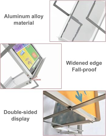 Підставка для журналів Портативна підставка для журналів, складна підставка для брошур з алюмінієвого сплаву / двостороння підставка для документів