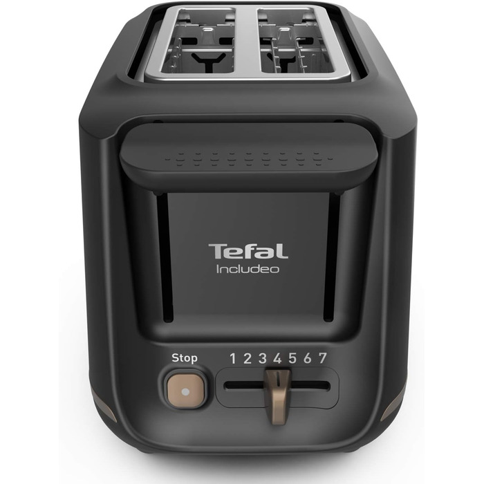 Тостер Tefal з 2 слотами, в т.ч. магнітні затискачі, великі елементи керування, 7 рівнів підсмажування, знімний ящик для крихт, функція висоти TT533811, чорний