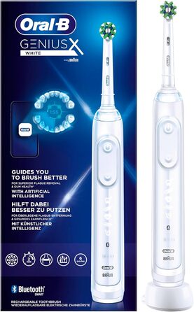 Електрична зубна щітка/електрична зубна щітка Oral-B Genius X, 6 режимів чищення зубів для догляду за зубами, додаток зі штучним інтелектом і Bluetooth, подарунок чоловіку/жінці, дизайн коричневий, білий