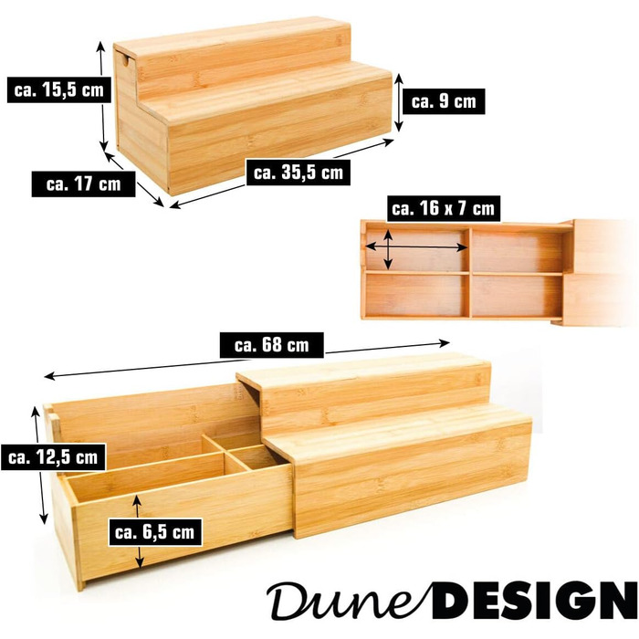 Бамбукова коробка DuneDesign для кави та чаю - 36x17x16 Органайзер для кавових капсул Дерев'яна коробка для чаю з ящиком