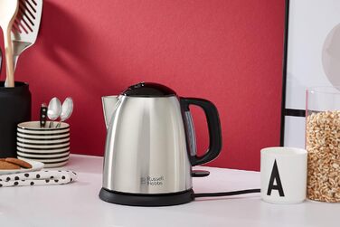 Чайник Russell Hobbs 1,0 л Adventure з нержавіючої сталі (2400 Вт, функція приготування під тиском, знімний фільтр з лаймом, зовнішній індикатор рівня води, маленький туристичний чайник) Чайник для чаю 24991-70 маленький, 1,0 л Нержавіюча сталь полірована