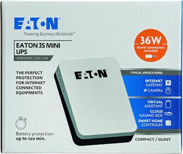 ДБЖ Eaton Ellipse ECO 800 USB DIN - автономне джерело безперебійного живлення (ДБЖ) і 3S Mini UPS 36 Вт 9/12/15/19 В постійного струму - ідеально підходить для захисту інтернет-маршрутизаторів