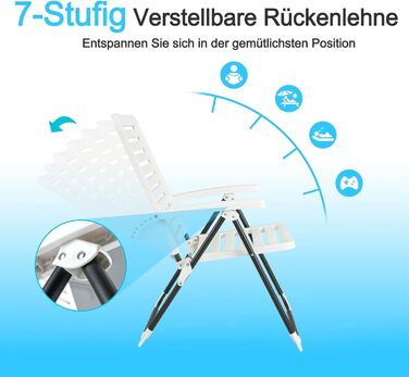 Садове крісло COSTWAY, розкладне крісло з регульованою спинкою в 7 напрямках, стійке до погодних умов балконне крісло зі стільцем для високого рівня, портативне крісло для патіо, саду, кемпінгу одномісного