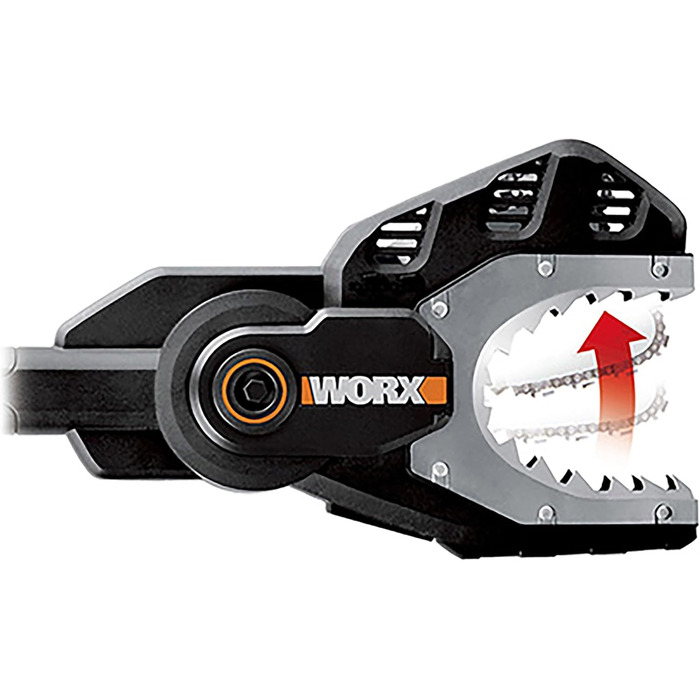 Ланцюгова пила WORX WG329E.9 Ланцюгова пила 20В - для безпечного розпилювання гілок - на землі або на висоті - пила для гілок із закритим ланцюгом, сталевими зубцями та захисним кожухом ланцюга - без акумулятора та зарядного пристрою 20В - без акумулятора