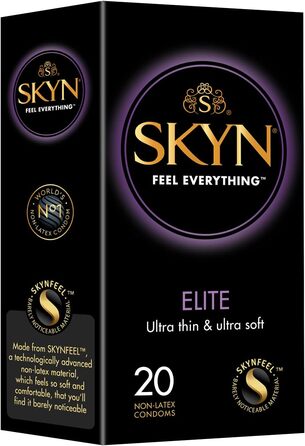 Презервативи SKYN Elite (20 шт. ) Презервативи без латексу Skynfeel для чоловіків, чутливі презервативи, коробка для презервативів Extra Thin & Extra Soft, чутливі, презервативи шириною 53 мм, можна використовувати з нашими презервативами