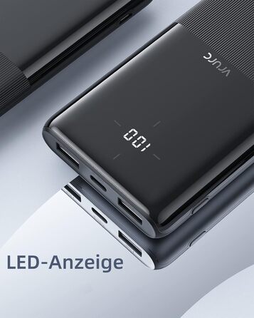 И, Power Bank USB C Портативний зарядний пристрій Зовнішній акумулятор мобільного телефону 2 USB USB C 2.4A Вихідні порти для смартфонів, iPhone, Samsung, Huawei, телефонів Android та інших Black Black & Black, 10000mAh 2 шт.