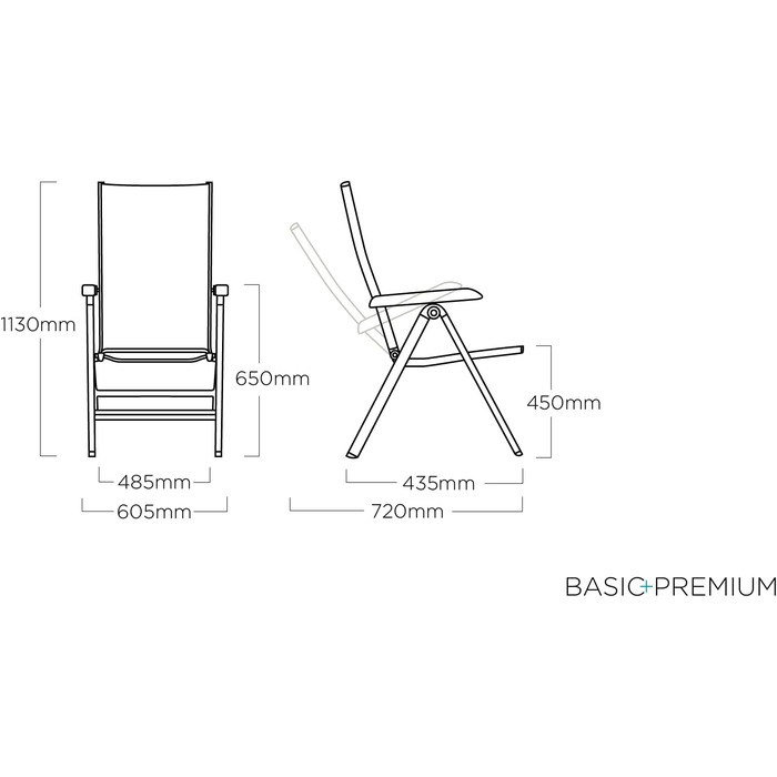 Багатопозиційне крісло Kettler Basic Plus Premium, антрацит/лакрица, алюміній/тканина для активного відпочинку, 0102401-7000