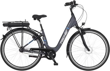 Електричний велосипед FISCHER E-Bike City, CITA ECU 1401 для чоловіків та жінок, висота 44 см, передній двигун 32 Нм, акумулятор 36 В, антрацитовий матовий, 28 дюймів