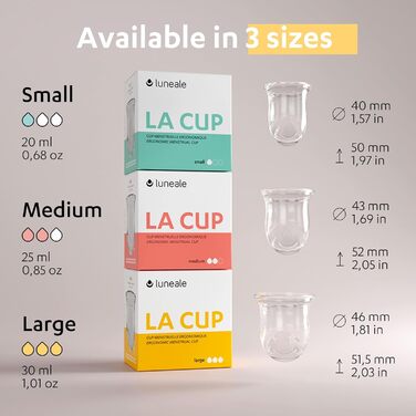 Чашка Luneale Menstrual Cup - Ексклюзивний ергономічний дизайн у співпраці з акушерками - Французьке виробництво - 100 німецький медичний платиновий силікон (L - Strong flow)