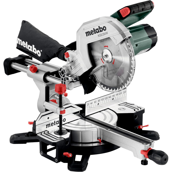 Торцювальна пила Metabo KGS 254 M - 613254000 - з лінією Precision Cut Line, пиляльним диском 254 мм і функцією протягування - довжина кабелю 2 м