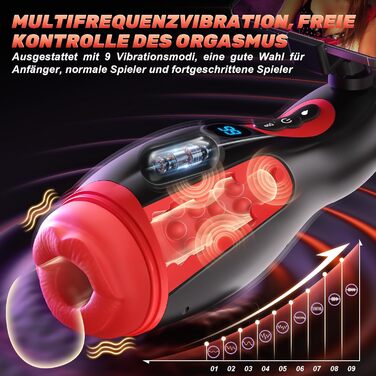 Електричний мастурбатор з тримачем для телефону, мастурбатор у формі рота для чоловіків, мінет, 9 режимів відсмоктування, 9 вібрацій, 3D-реалістичний нагрів вагіни, секс-іграшка для чоловіків, РК-дисплей, керування через APP