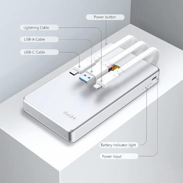 Зовнішній жорсткий диск Lightning 3 в 1HDD, сертифікований MFi жорсткий диск для iPhone, USB-C портативний жорсткий диск працює з останніми iPhone/iPad/PC та пристроями USB-C 1TB Silver, 1TB