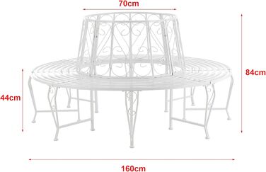 Лавка на дереві Sorrento 160x84см Кругла лавка 360 Лавка для парку Сталь біла