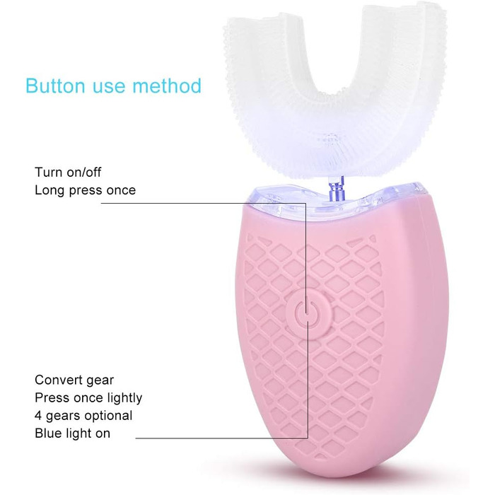Подібна зубна щітка для дорослих, електрична автоматична зубна щітка з силіконовою щіткою Зубна щітка для чищення головки акумуляторна, для чоловіків Жінки Здоров'я порожнини рота (рожева)