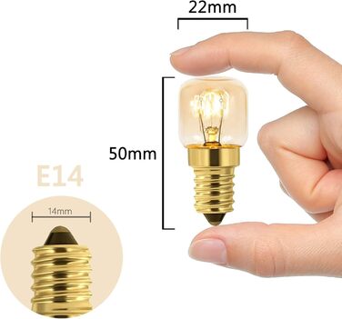 Лампа для духовки E14 230V, соляна лампа E14 T22 з диммуванням, теплий білий 2700К, 160 люмен, термостійкість до 300C, для духовок, соляних ламп, грилів, мікрохвильовок, холодильників, швейних машин, 10 шт.
