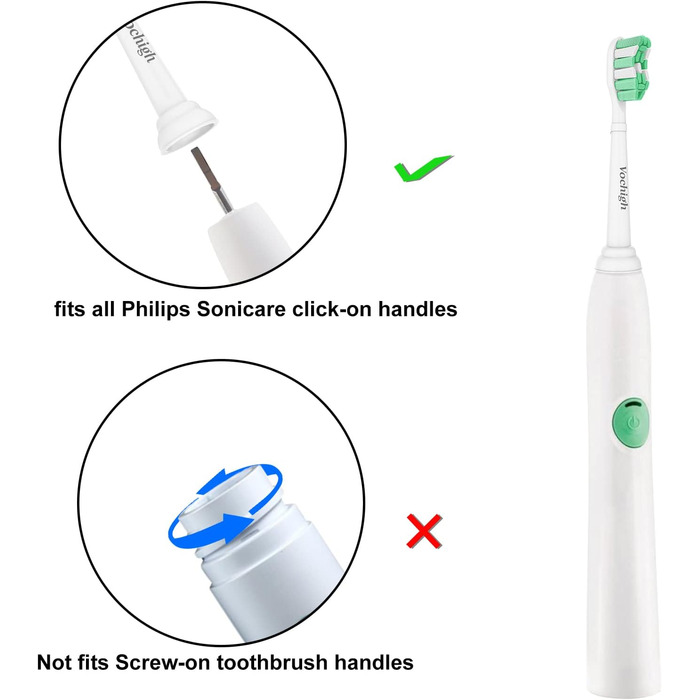 Змінні насадки для зубних щіток Vochigh, сумісні з Philips Sonicare DiamondClean підходять для електричної зубної щітки Plaque Control & HealthyWhite, 10 шт.