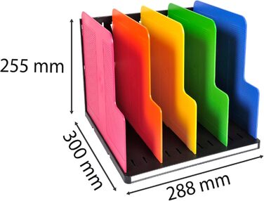 Органайзер Exacompta 390914D Modulotop з 5 роздільниками з переробленого пластику для документів DIN A4 Арлекін чорнийкольоровий. Для швидкозшивачів, кільцевих швидкозшивачів, постбіндерів і степлерів, сортувальників, вертикальних, блакитний ангел, модуль