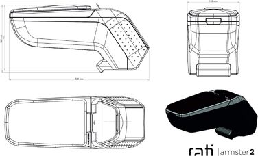 Підлокітник Rati Armster2 підходить для VOLKSWAGEN e-UP 2013- (тільки електрична версія) Центральний підлокітник з відсіком для зберігання, ідеально підходить для центральної консолі SILVER EDITION & POCKET