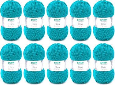 Пряжа Grndl Lisa Premium Uni Knitting & Crochet Yarn (м'яка і вовняний характер, проста в догляді миється трикотажна пряжа з 100 поліакрилу, 50 г/ 133 м, розмір голки 3,5 - 4,5, 10 кульок по 50 г кожен), (бензин)