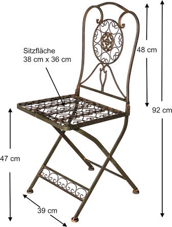 Садовий стілець DanDiBo Металевий вінтажний металевий стілець Стілець Garden Tecla 17921 Залізний стілець Nostalgia Коричневий Антиквар