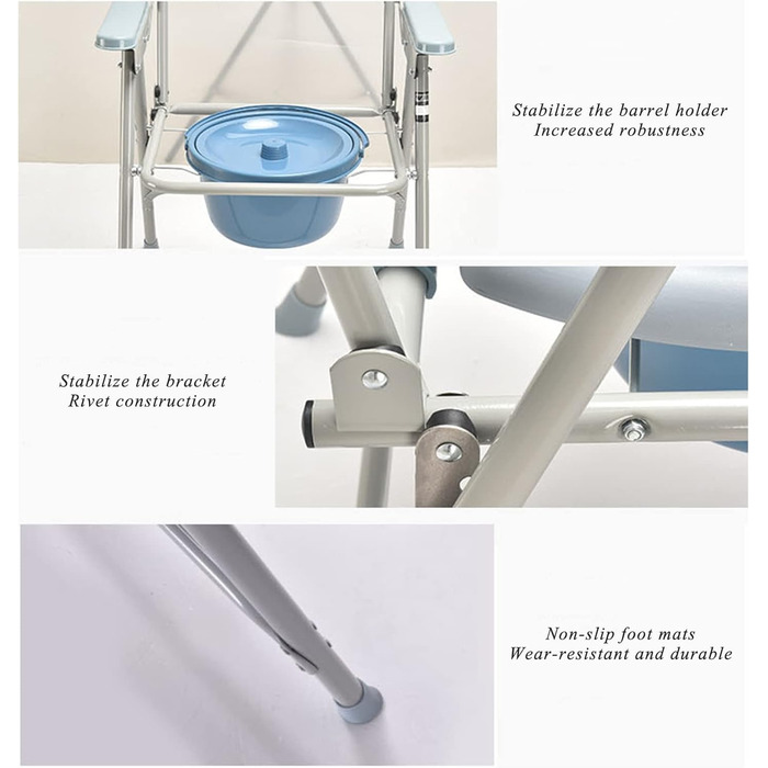 Туалетне крісло, душове крісло для туалету з підлокітниками, приліжкове крісло з протиковзкими поручнями, сидіння для унітазу для вагітних/літніх людей, крісло для горщика
