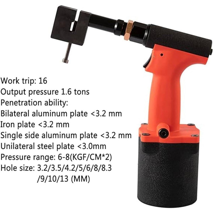 Промисловий пневмопробійник 3,2-12 мм, інструмент, промисловий перфоратор для листового металу, міцний відкривач для дверей, на заводі, в офісі та вдома (розмір 4,2 мм) (4,0 мм)
