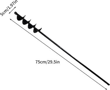 Садовий шнековий поворотний бур, ручний шнековий бур, шнековий отвір для паль, інструмент для копання шнека, що економить час, для посадки розсади цибулинних, шнек для дриля (5X75см)