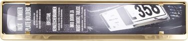 Тримач автомобільного номерного знака преміум класу 100 НЕРЖАВІЮЧА СТАЛЬ ЗОЛОТО для НІМЕЧЧИНИ та ЄС (розмір номерного знака 520 мм x 110 мм) Тримач номерного знака Тримач номерного знака INOX з нержавіючої сталі V2A, 2 шт.