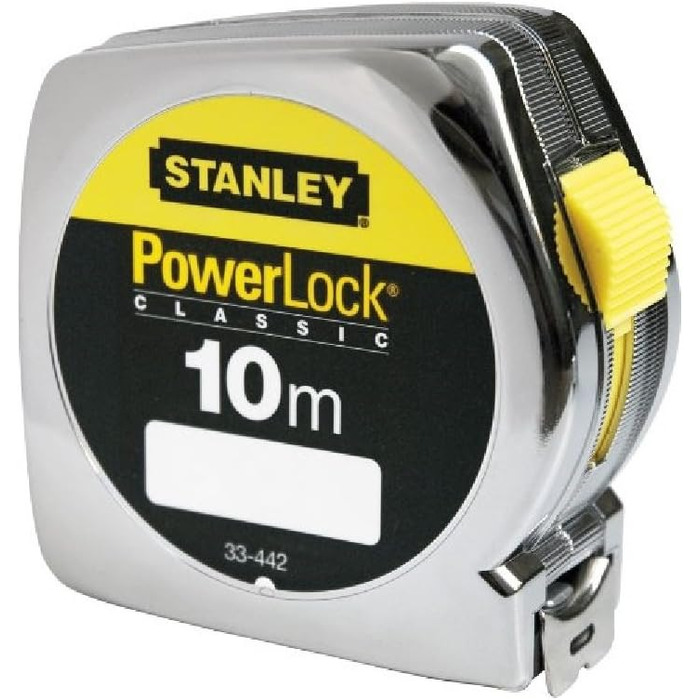 Рулетка Stanley Powerlock (пластиковий корпус, довжина 10 м, ширина 25 мм, метрична шкала, ремінна кліпса) 1-33-442