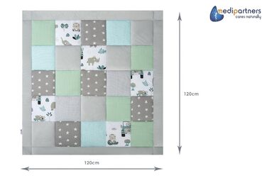 Ігровий килимок Medi Partners 100 бавовна 120x120 см Багатофункціональний товстий м'який ігровий килимок Вставка для дитячого манежу 120x120 см М'ятний зоопарк